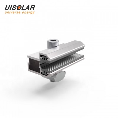 Adjustable frameless PV module clamp for 4-9mm thin film solar panel